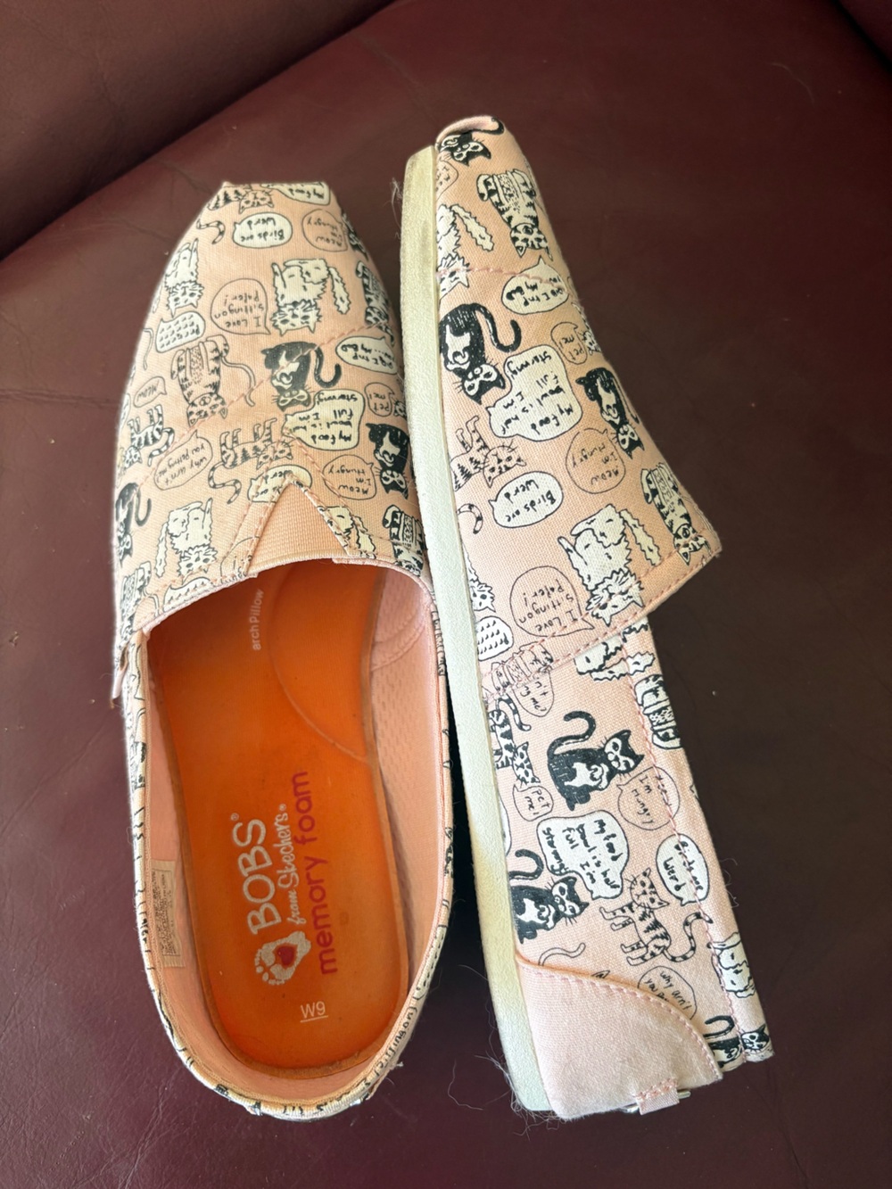 BOBS from Skechers Pink Cat Print Slip-On Flats